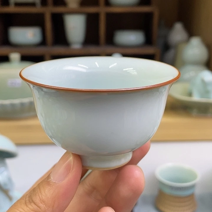 杯子月白现代汝瓷压手杯
