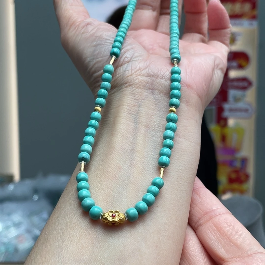 绿松石18K金镶嵌颈饰