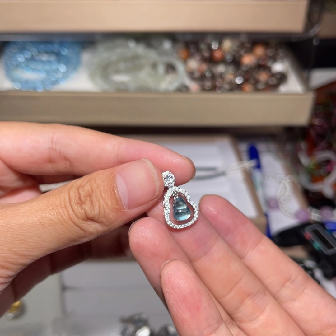 水晶手链银S925镶嵌海蓝002