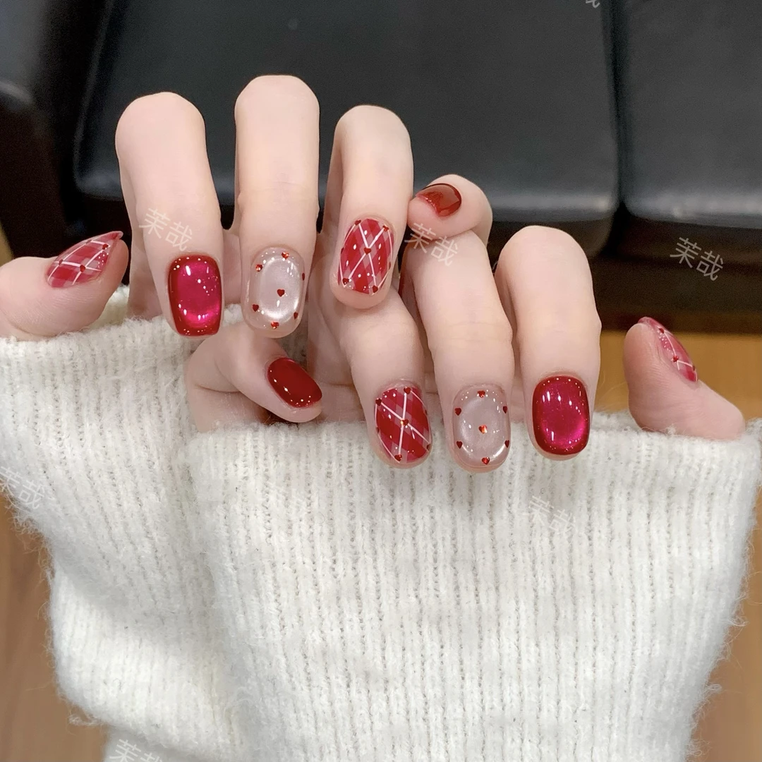茉哉现货【千禧甜心】纯手工定制美甲可拆卸穿戴甲A3905