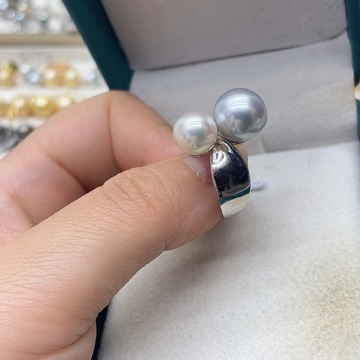 海水珍珠戒指银S925镶嵌