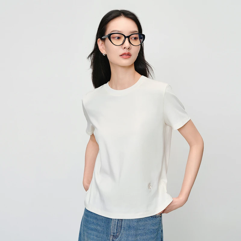 EP YAYING雅莹女装 圆领宽松含羊毛简约T恤上衣 新款5320B