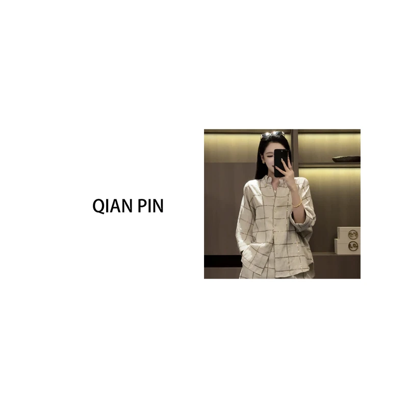【六印服饰】【云锦春华】珠片刺绣亚麻衬衫HQ2025396