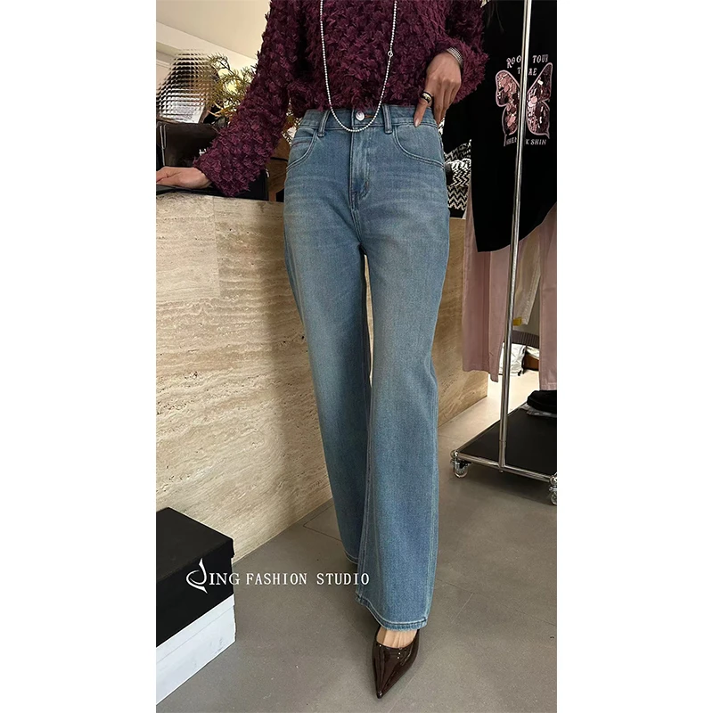 《终身爱二代》JING2025春季新款83656弹力显瘦直筒牛仔裤百搭女裤