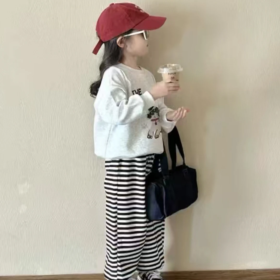 秋款卫衣套装条纹裤阔腿版