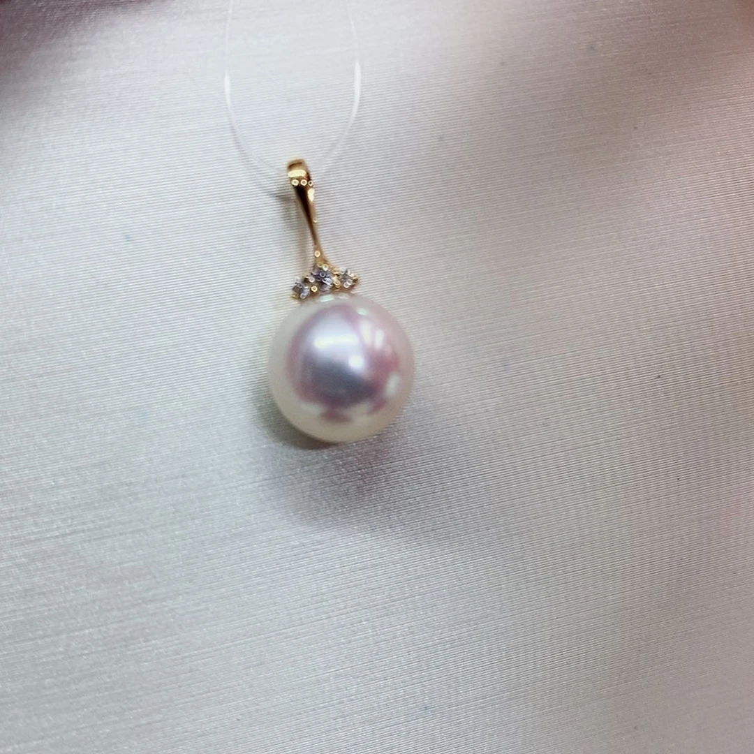 18K金镶嵌耳饰海水珍珠8.5-9