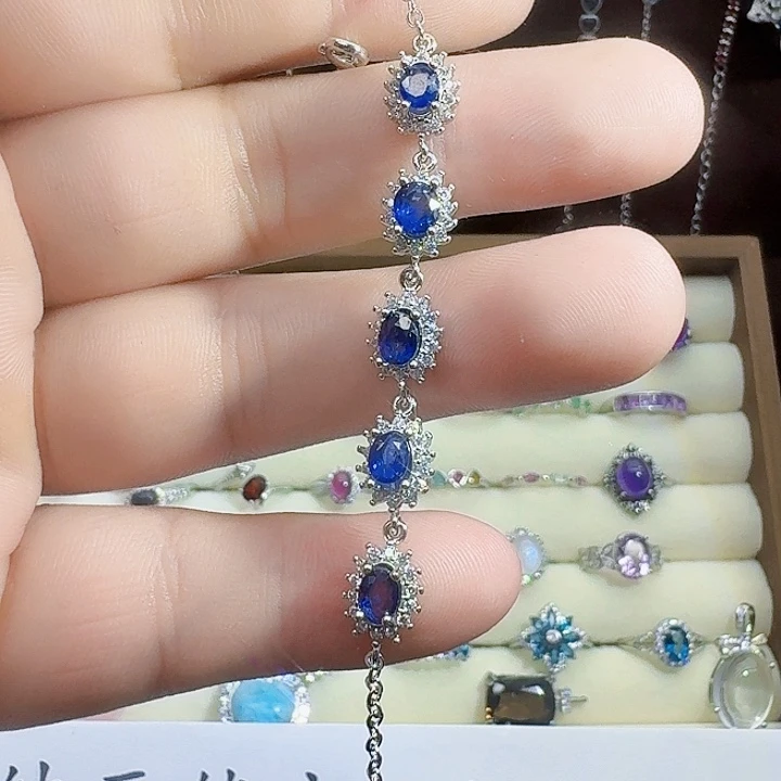 蓝宝石手链银S925镶嵌