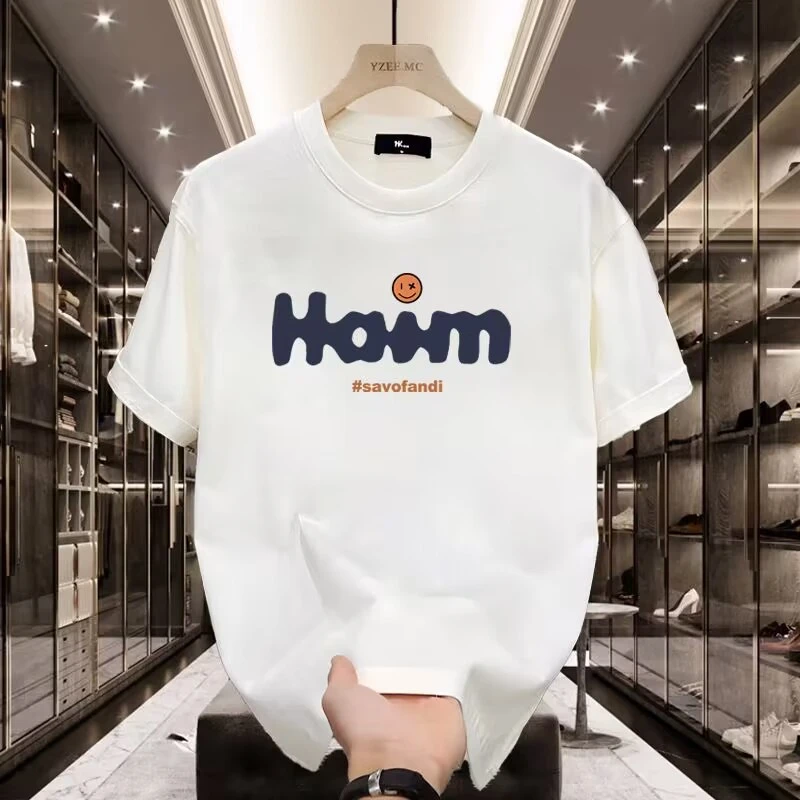 美式纯棉印花宽松圆领T恤青年男女款夏季ins潮牌街头宽松休闲上衣