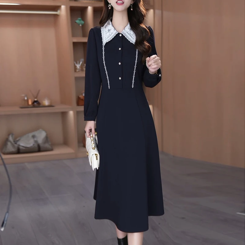 法式连衣裙气质优雅修身显瘦中长裙女2025秋季新款洋气赫本风裙子