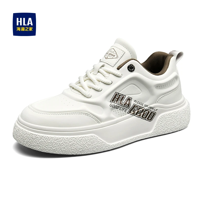 HLA/海澜之家男鞋2025新款男士百搭运动板鞋厚底潮流休闲小白鞋