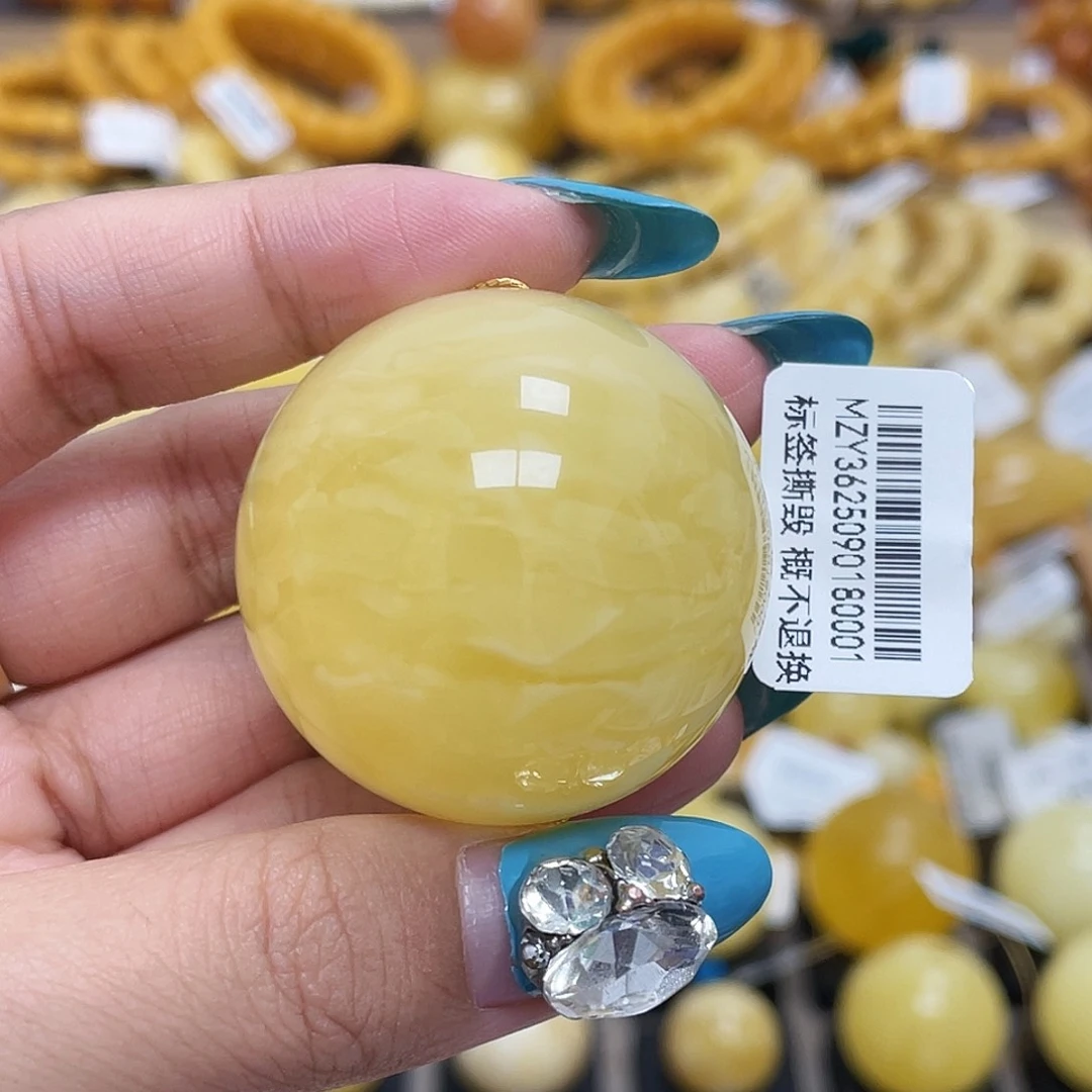 蜜蜡未镶嵌珠宝奇石35.2mm虎皮圆珠