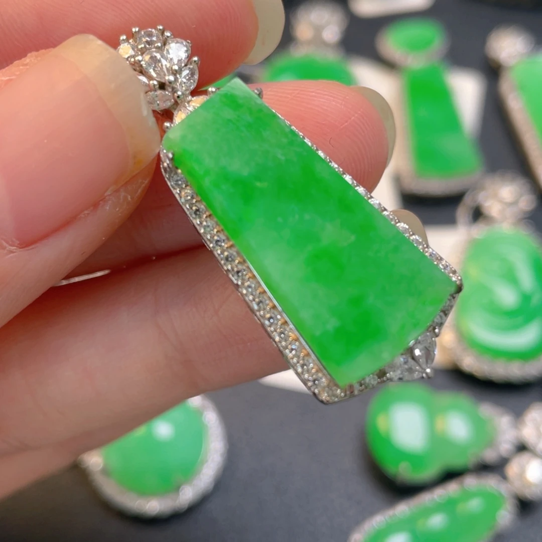 翡翠银S925镶嵌吊坠(不含链)