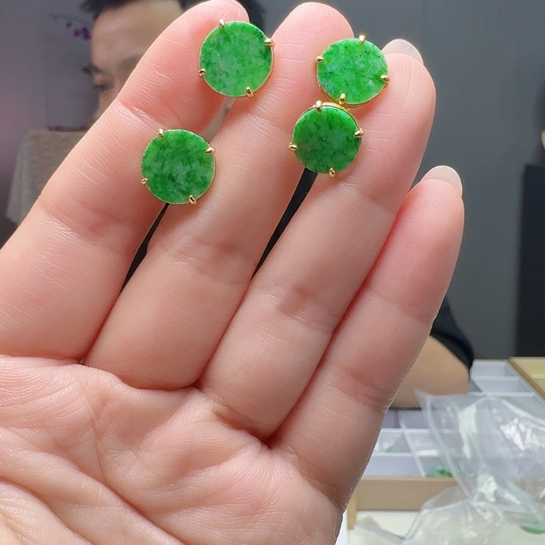 翡翠银S925镶嵌耳饰多样性发货其一