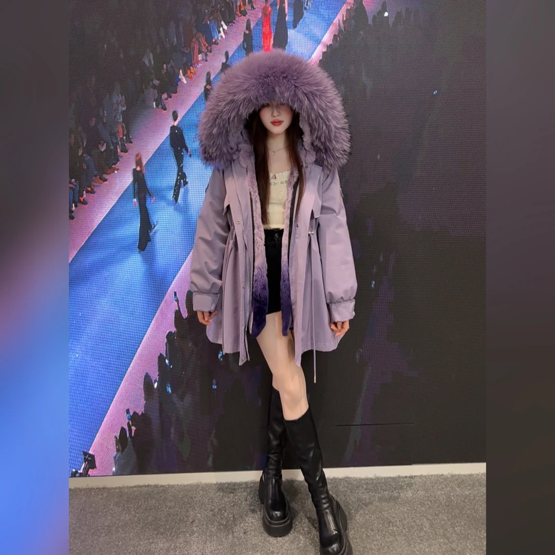 【知音】2024新款时尚百搭可拆卸獭兔毛内胆休闲