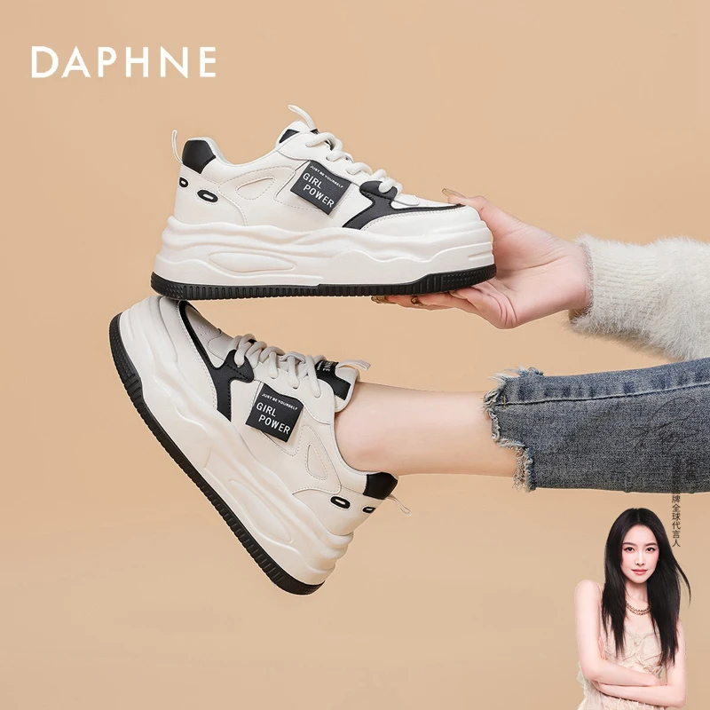 达芙妮春季厚底美式板鞋2025新款百搭网红爆款女士增高休闲鞋L