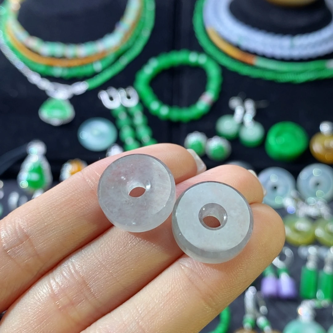 翡翠未镶嵌耳饰高冰乌鸡路路通