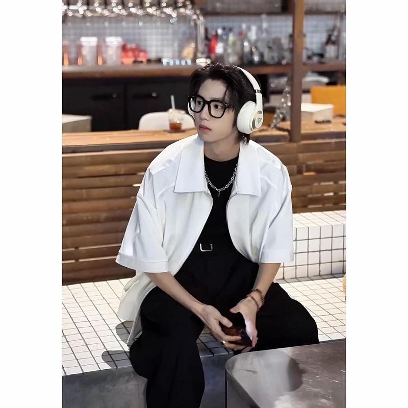 AK-T390短款拉链衬衫外套夏季百搭薄款韩版短袖上衣