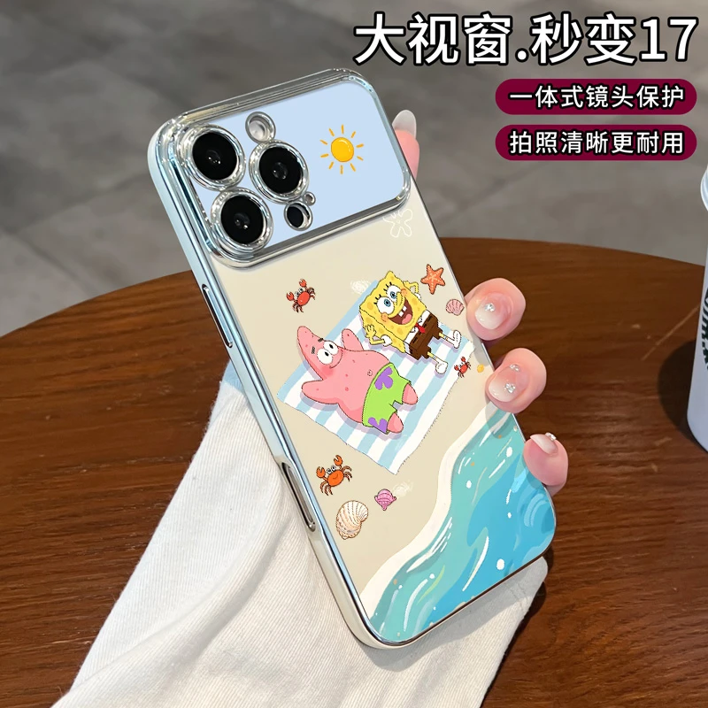 卡通海绵宝宝派大星适用苹果16promax手机壳iphone17pro苹果15pro