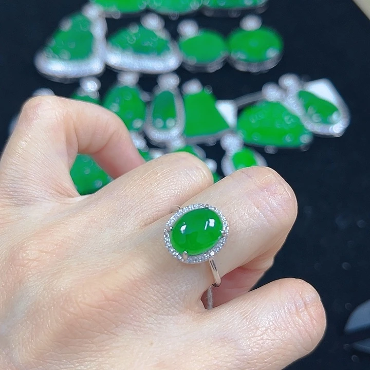 翡翠银S925镶嵌吊坠(不含链)