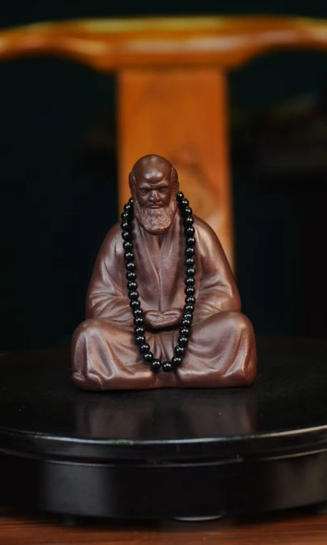 达摩（带佛珠）宜兴紫砂摆件