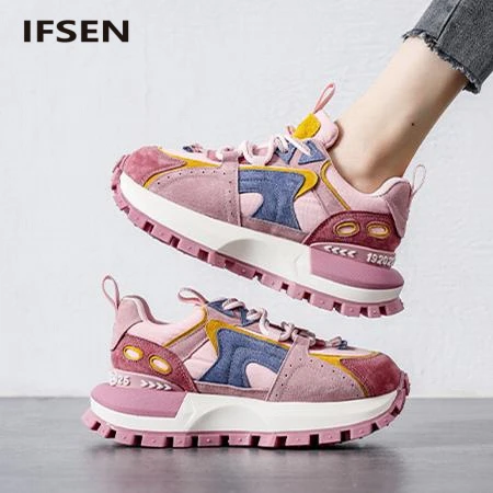 IFSEN厚底运动鞋冬季2025风老爹鞋多巴胺百搭休巴黎厚底女款老爹