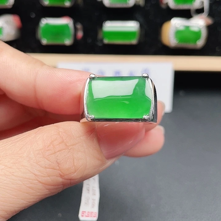 翡翠银S925镶嵌戒指编号3354没运费险男戒