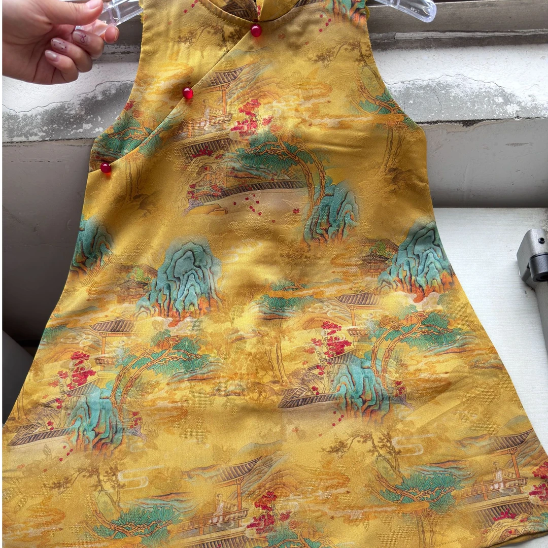 ***莫高窟国风旗袍裙子夏季女童旗袍裙