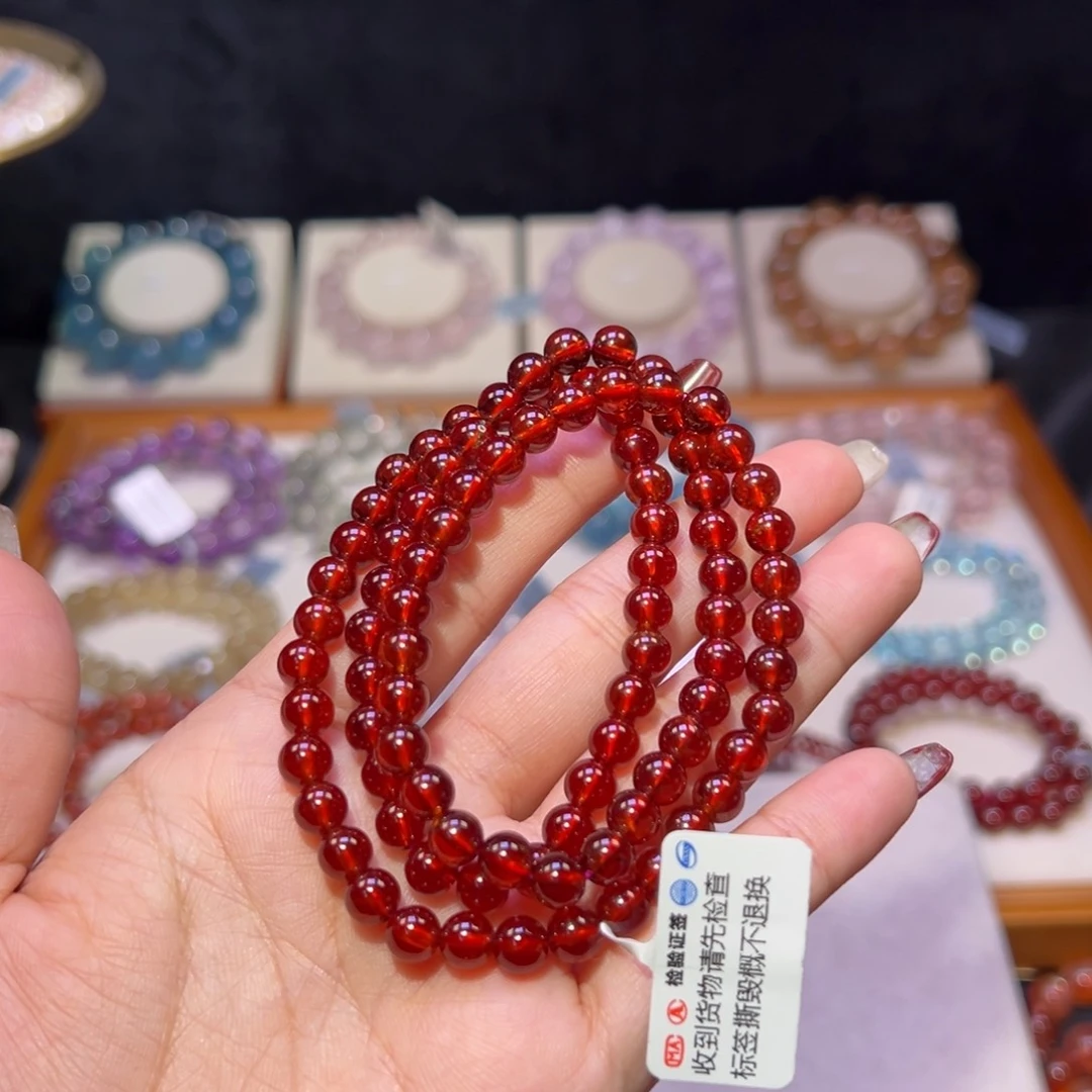 石榴石手串未镶嵌很****?石榴石6.3m m