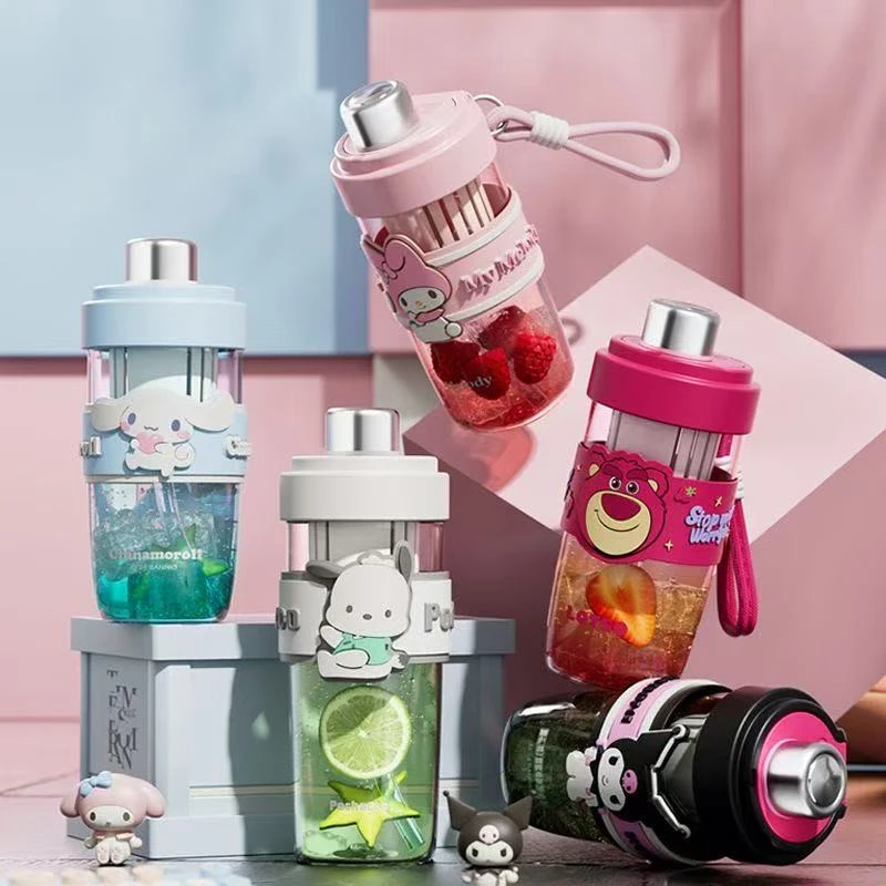 【省小胖专属】三丽鸥库洛米双饮杯潮趣果茶杯奶瓶材质吸管杯2433