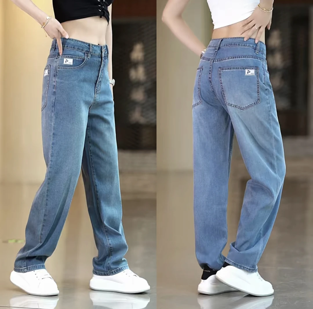 莱赛尔天丝牛仔裤男潮流时尚韩版直筒长裤薄款冰丝阔腿休闲裤男装