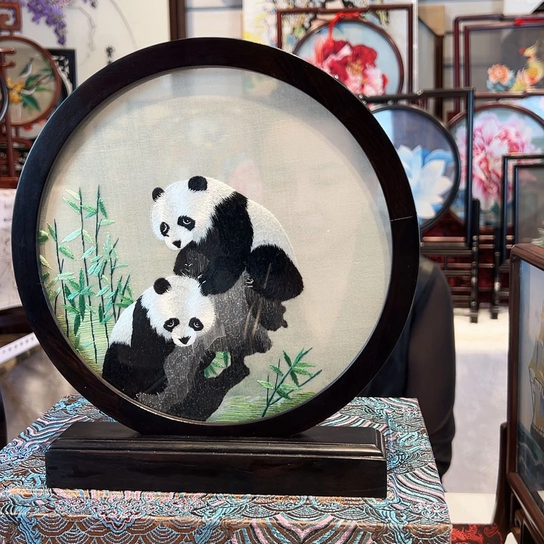 织绣苏绣摆台檀木