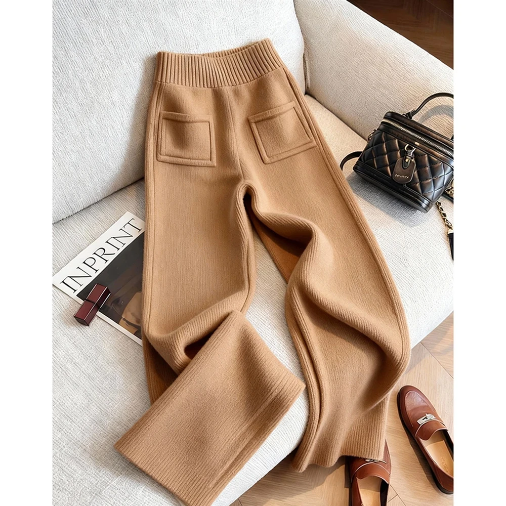 高级感通勤百搭休闲裤2026秋冬季新款高腰加厚显瘦直筒阔腿裤子女