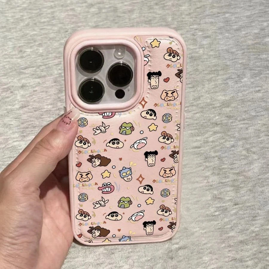 蜡笔小新头像集合适用16/17promax手机壳IP15鼓包皮纹14Pro软