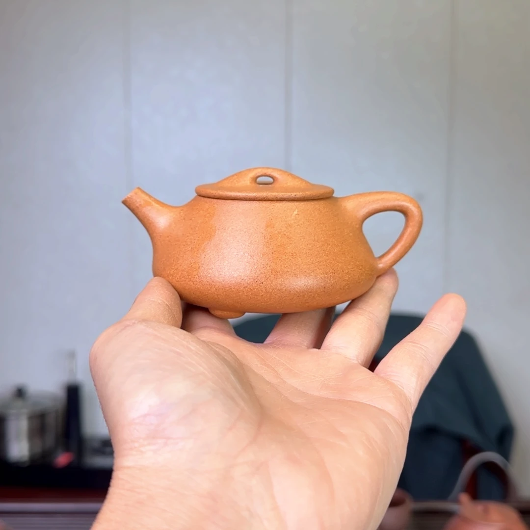 紫砂茶壶老旦口冷金黄段全手工小满瓢170cc