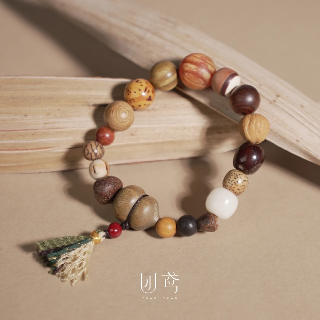 【祝福】杭州「灵隐版」18籽天然材质 原创设计 单圈手串【团鸢】