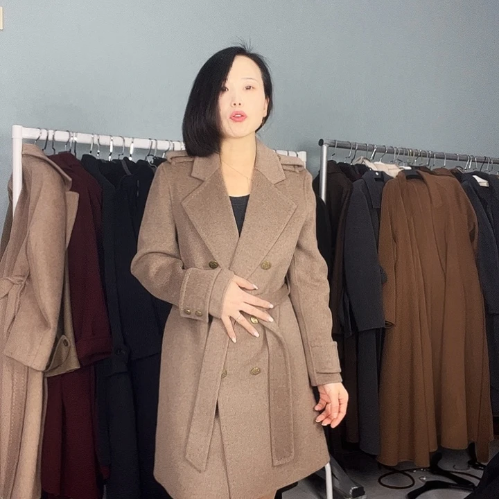 双面呢紫绒色S码中长