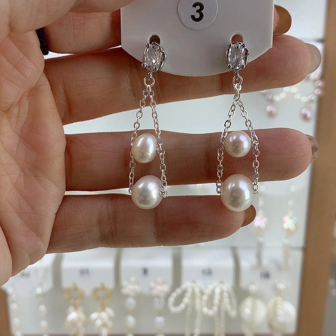 合金耳饰淡水珍珠