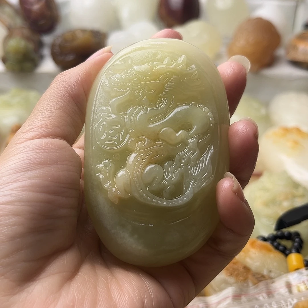 石材方解石手把摆件不退换龙