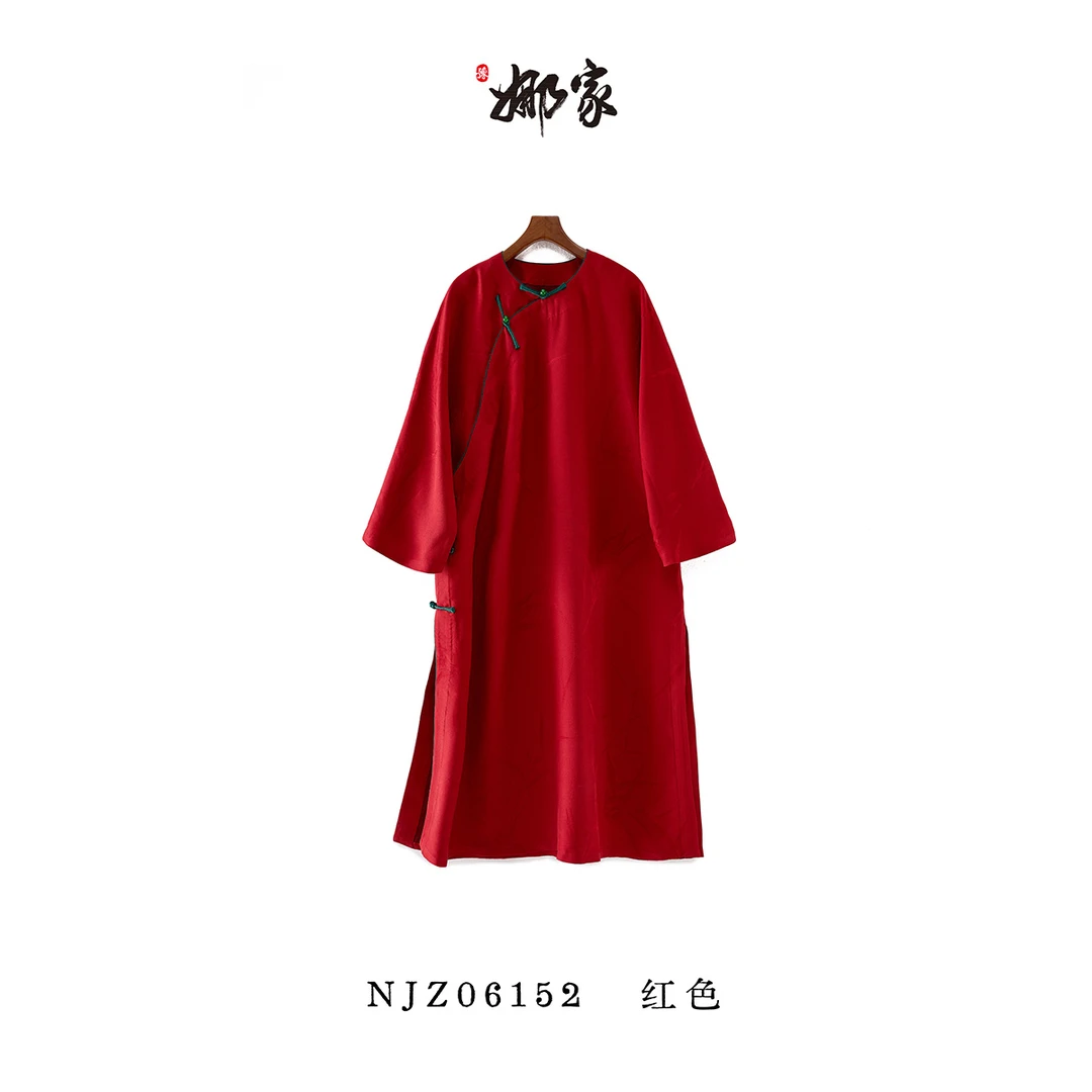 娜家·国风【竹摇落轻影】中式斜襟连衣裙中长款 NJZ（06152）