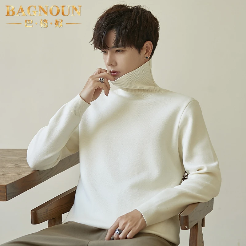 巴格奴毛衣男士秋冬季新款时尚高端休闲高领保暖加厚内搭潮针织衫