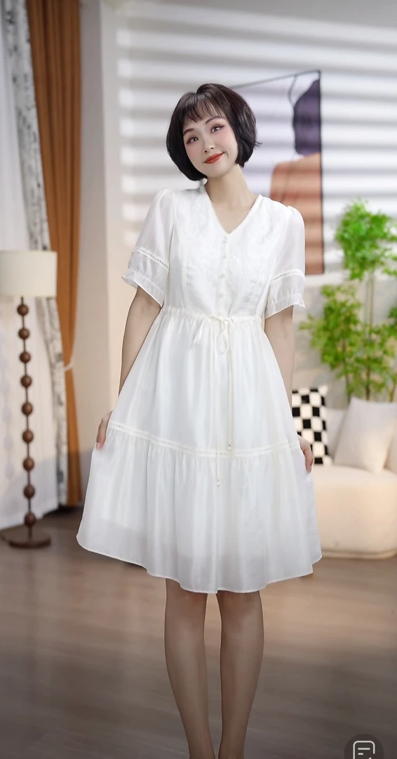 L237夏季时尚气质V领洋气仙女连衣裙DM7
