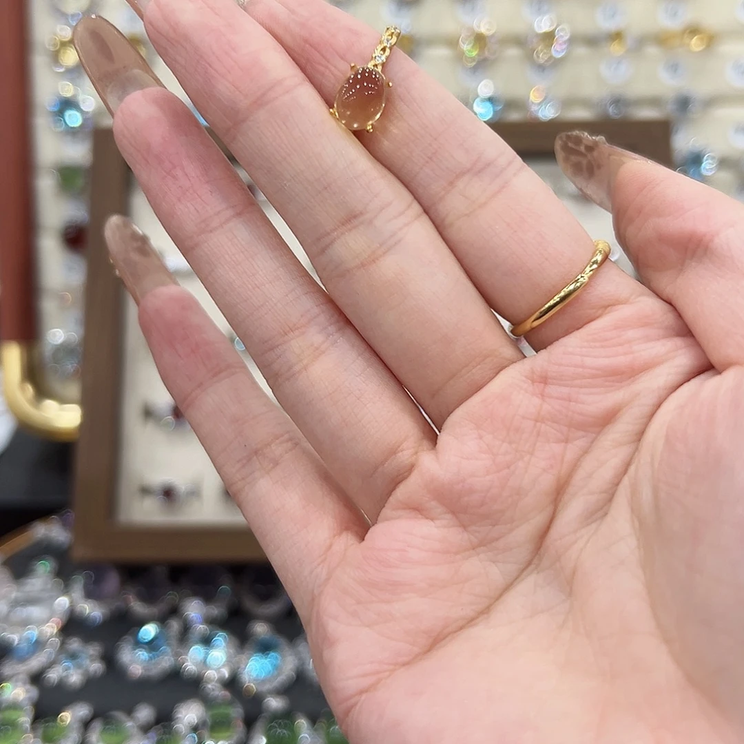 何***·黄晶银S925镀金镶嵌戒指