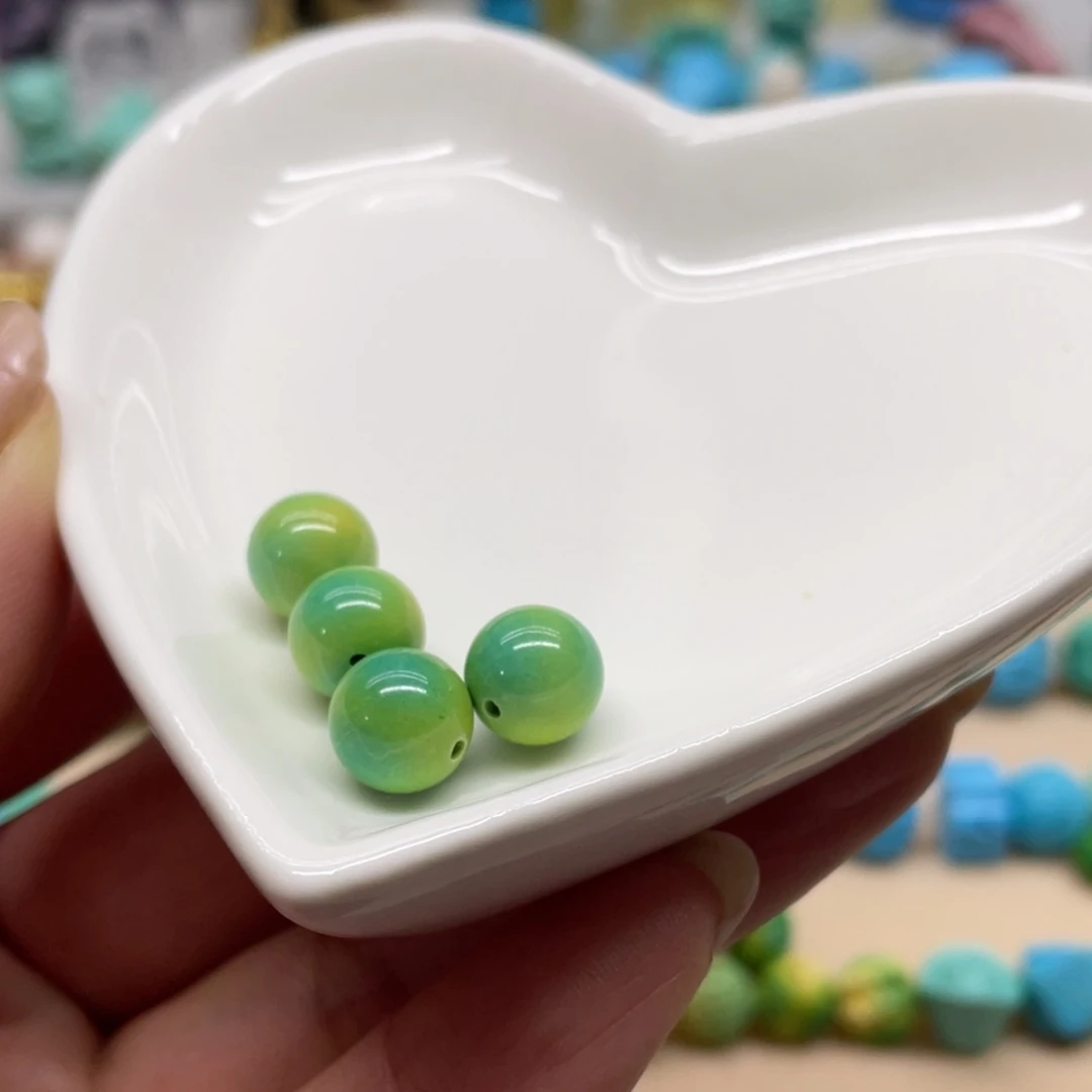 无非金属原生态卡八圆珠菜籽黄绿四颗一组