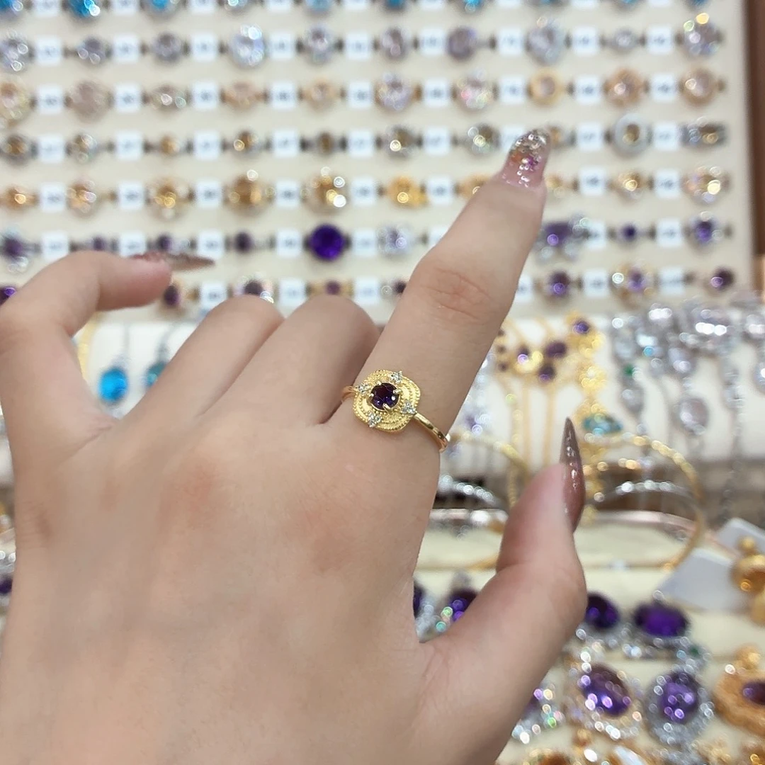 戒指银S925镶嵌紫晶