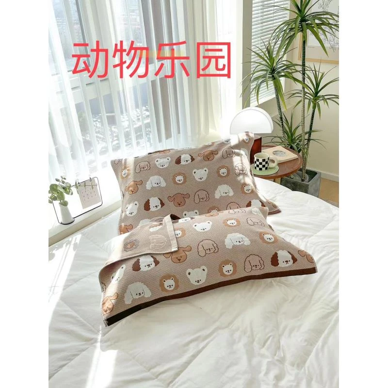 【京かわ会社】 斜纹编织柔软家用枕头巾52*75cm 动物乐园