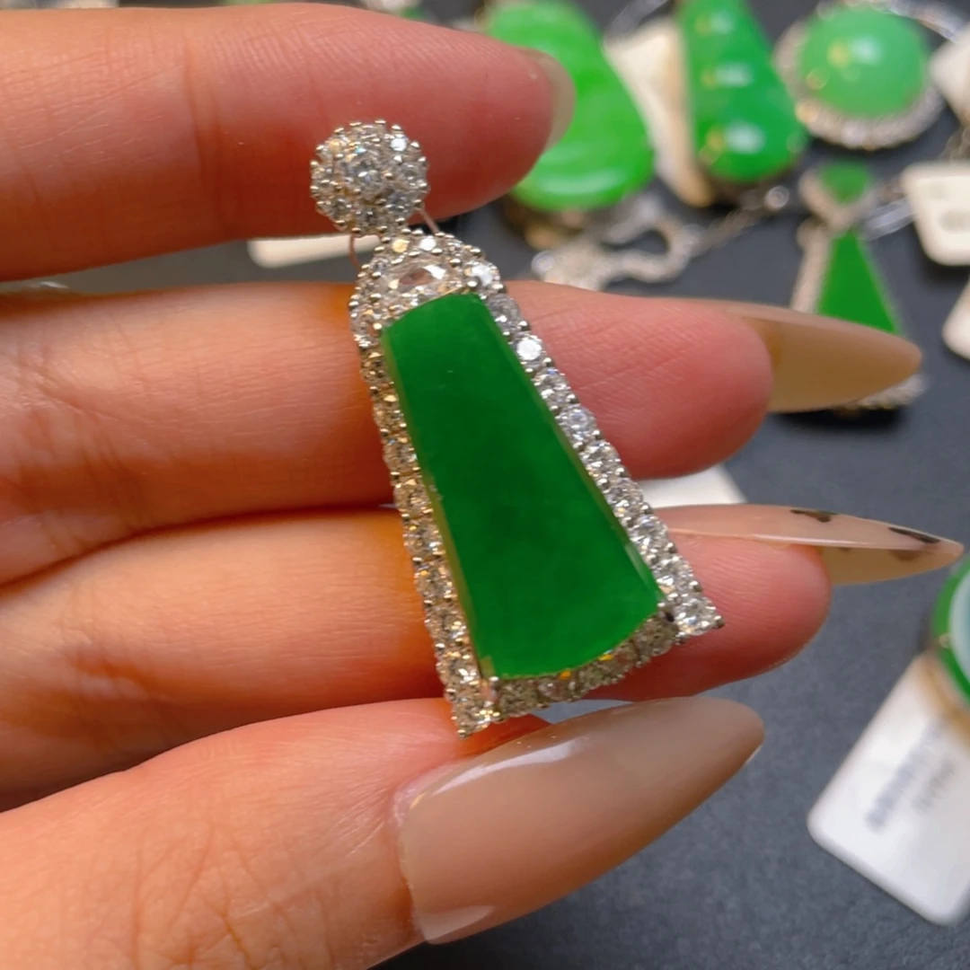 翡翠银S925镶嵌吊坠(不含链)