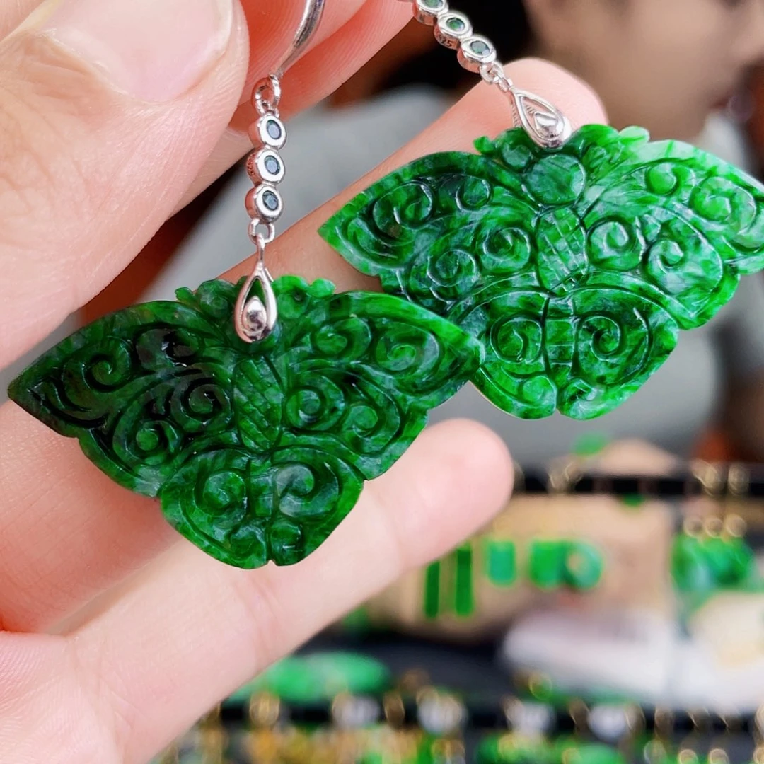 翡翠银S925镶嵌耳饰