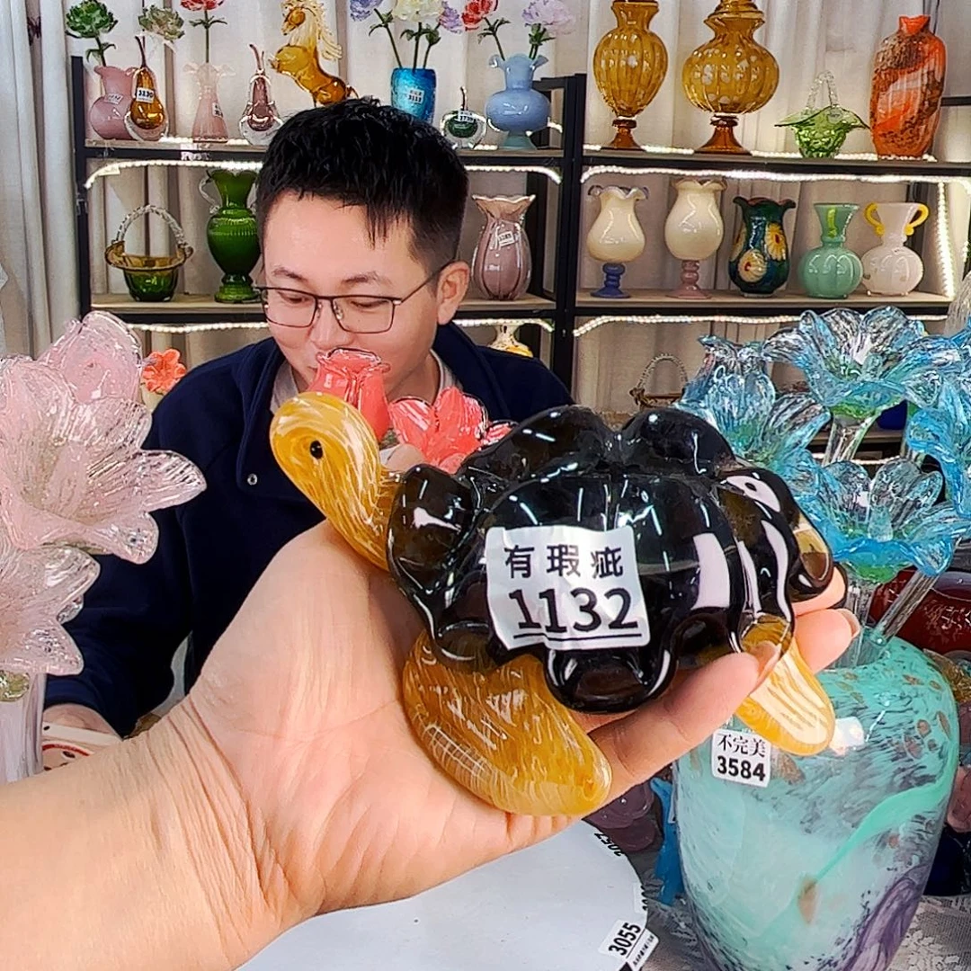 1132龟 家悦琉璃工艺品冰纹不完美