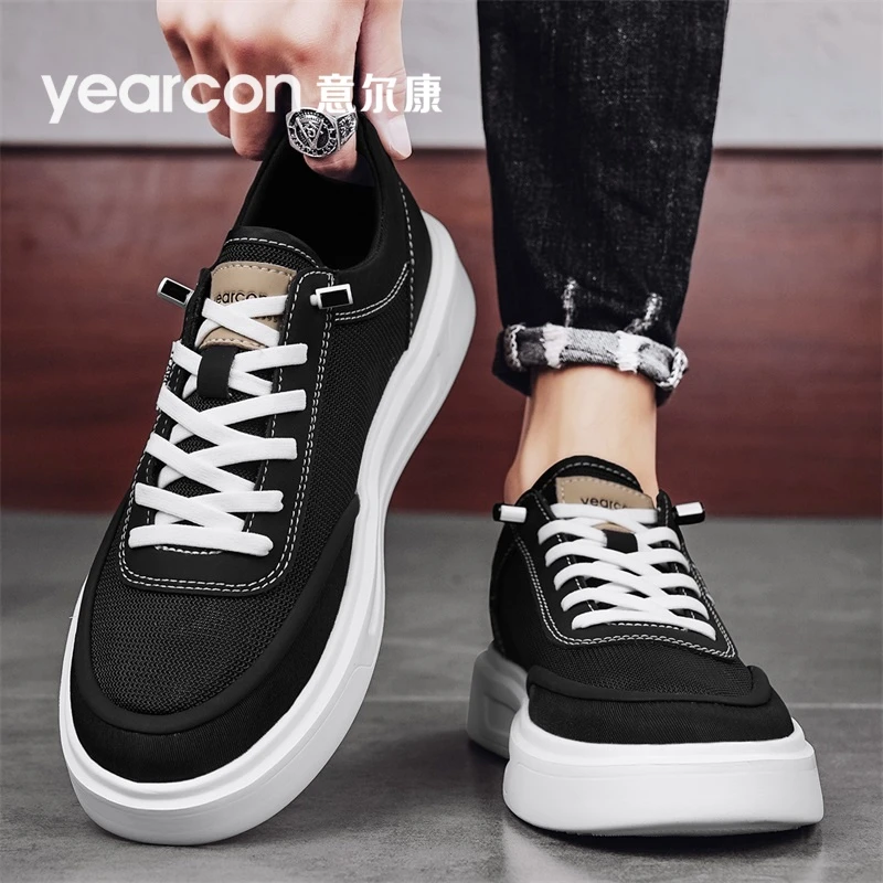 意尔康开车专用男鞋2025新款夏季透气网面板鞋男款百搭时尚旅游鞋