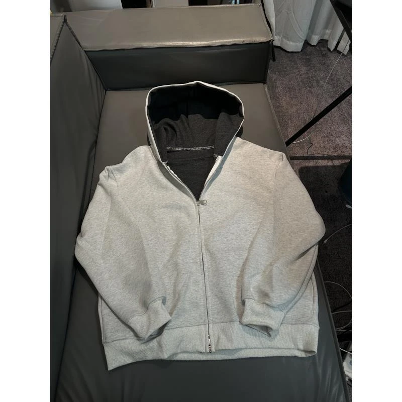 Z206 美式休闲连帽卫衣双面穿宽松开衫外套